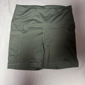 Velocity Athletic Shorts Olive Green High Rise Pocket Women’s Large
